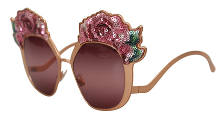Dolce & Gabbana Ροζ Χρυσό Κέντημα από Παγιέτες Τριαντάφυλλο Γυαλιά Ηλίου DG2202