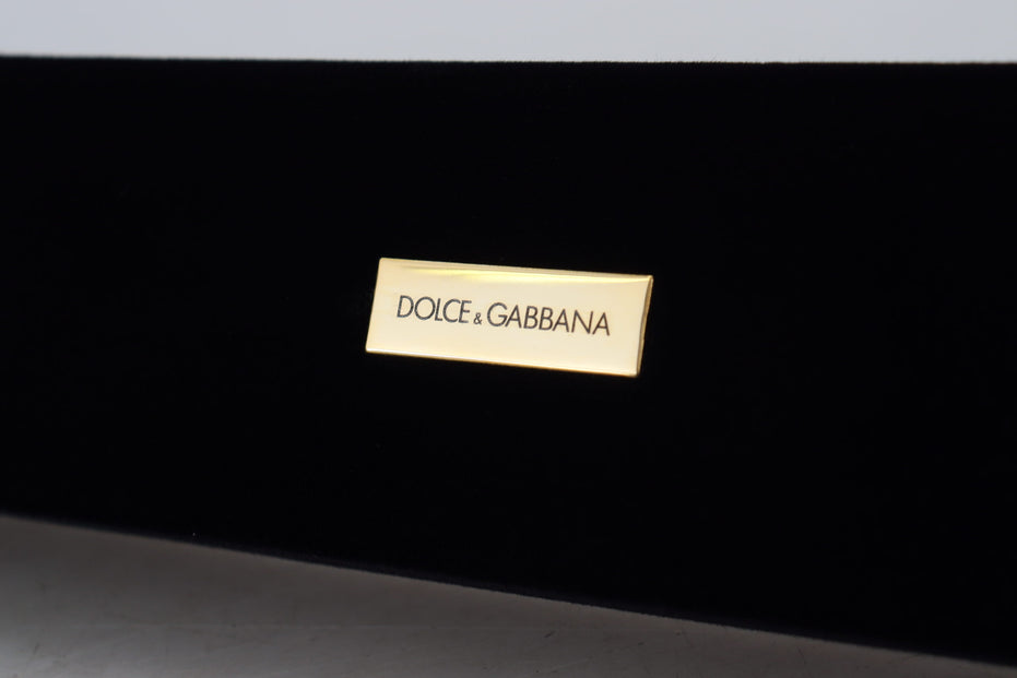 Dolce & Gabbana Μαύρο Βελούδινο Κουτί Αποθήκευσης Κοσμημάτων με Μεταλλική Πινακίδα Λογότυπου