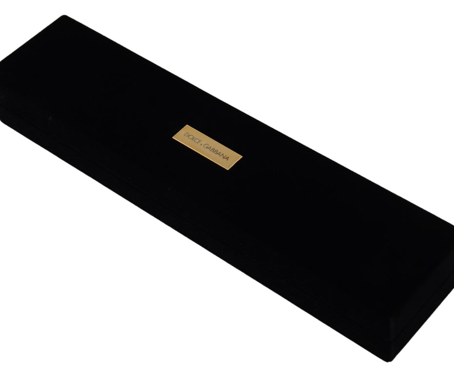 Dolce & Gabbana Μαύρο Βελούδινο Κουτί Αποθήκευσης Κοσμημάτων με Μεταλλική Πινακίδα Λογότυπου