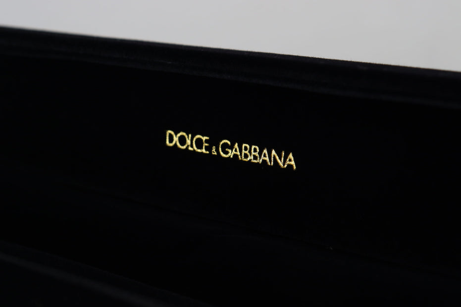 Dolce & Gabbana Μαύρο Βελούδινο Κουτί Αποθήκευσης Κοσμημάτων με Μεταλλική Πινακίδα Λογότυπου
