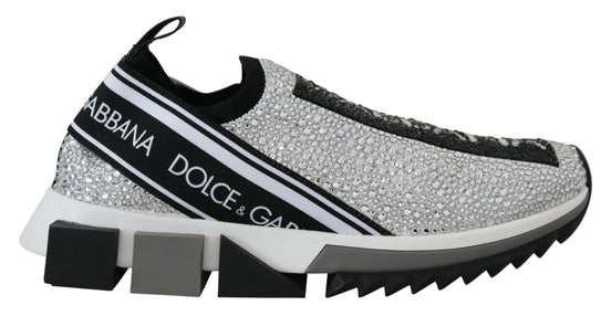Ασημί αθλητικά παπούτσια Dolce & Gabbana Sorrento με στρας