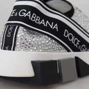 Dolce & Gabbana Silver Rhinestones Sorrento Sneakers Shoes