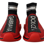 Dolce & Gabbana Red Bling Sorrento Sneakers Socks Shoes