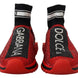 Dolce & Gabbana Κόκκινα Παπούτσια Sneakers Sorrento Bling με Κάλτσες