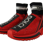 Dolce & Gabbana Red Bling Sorrento Sneakers Socks Shoes