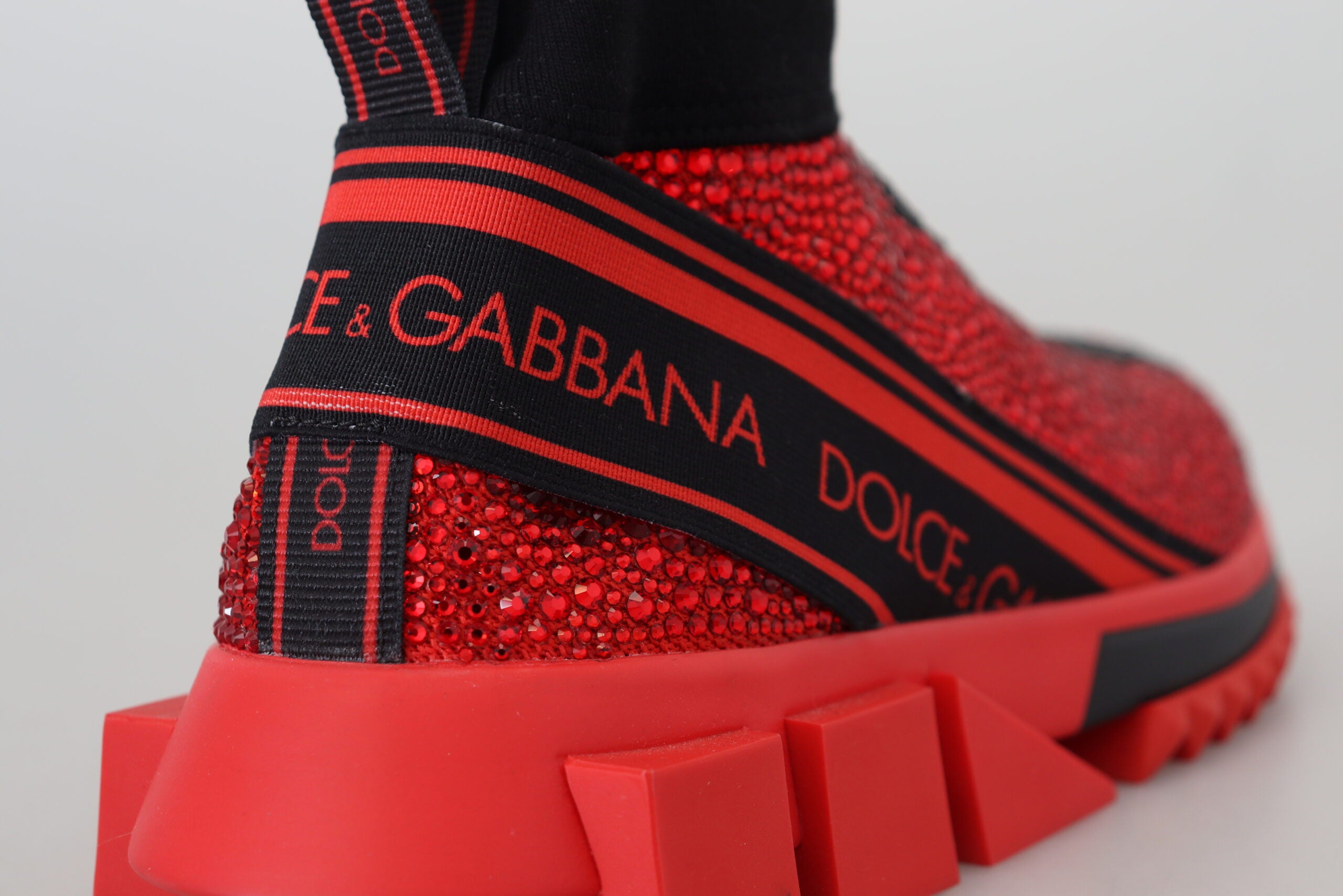 Dolce & Gabbana Κόκκινα Παπούτσια Sneakers Sorrento Bling με Κάλτσες