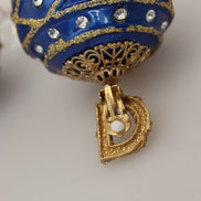 Dolce & Gabbana Gold Brass Blue Dangle Ball Crystal Clip On Earrings