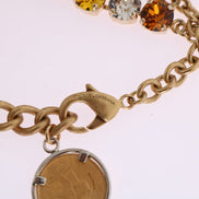 Dolce & Gabbana Gold Brass Crystal Logo Pineapple Statement Necklace