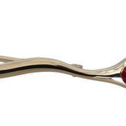 Dolce & Gabbana Silver Brass Crystal Spilla Serpente Brooch Pin