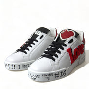 Dolce & Gabbana White Love Patch Portofino Classic Sneakers Shoes