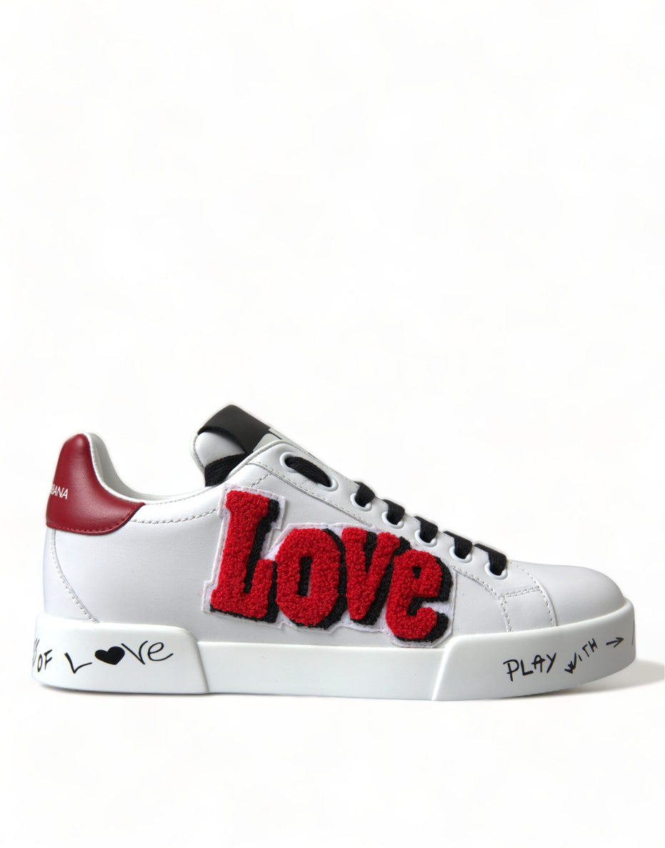 Dolce & Gabbana White Love Patch Portofino Κλασικά Αθλητικά Παπούτσια