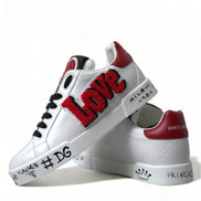 Dolce & Gabbana White Love Patch Portofino Classic Sneakers Shoes