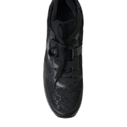Dolce & Gabbana Black Floral Lace Leather Sneakers Shoes