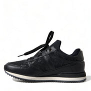 Dolce & Gabbana Black Floral Lace Leather Sneakers Shoes