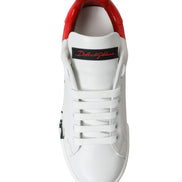 Dolce & Gabbana White Red Lace Up Womens Low Top Sneakers Shoes