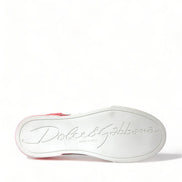 Dolce & Gabbana White Red Lace Up Womens Low Top Sneakers Shoes
