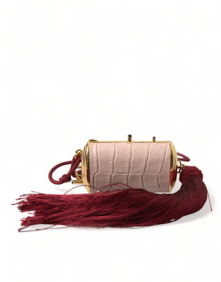 Μίνι Τσάντα Μακιγιάζ Dolce & Gabbana Ροζ Εξωτικό Δέρμα με Καθρέφτη και Φούντα