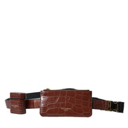 Dolce & Gabbana Brown Alligator Leather Airpods Case Coin Purse Wallet