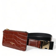Dolce & Gabbana Brown Alligator Leather Airpods Case Coin Purse Wallet