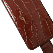Dolce & Gabbana Brown Alligator Leather Airpods Case Coin Purse Wallet