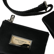 Τσάντα Dolce & Gabbana μαύρη από νάιλον με λογότυπο και θήκη κλειδιών clutch