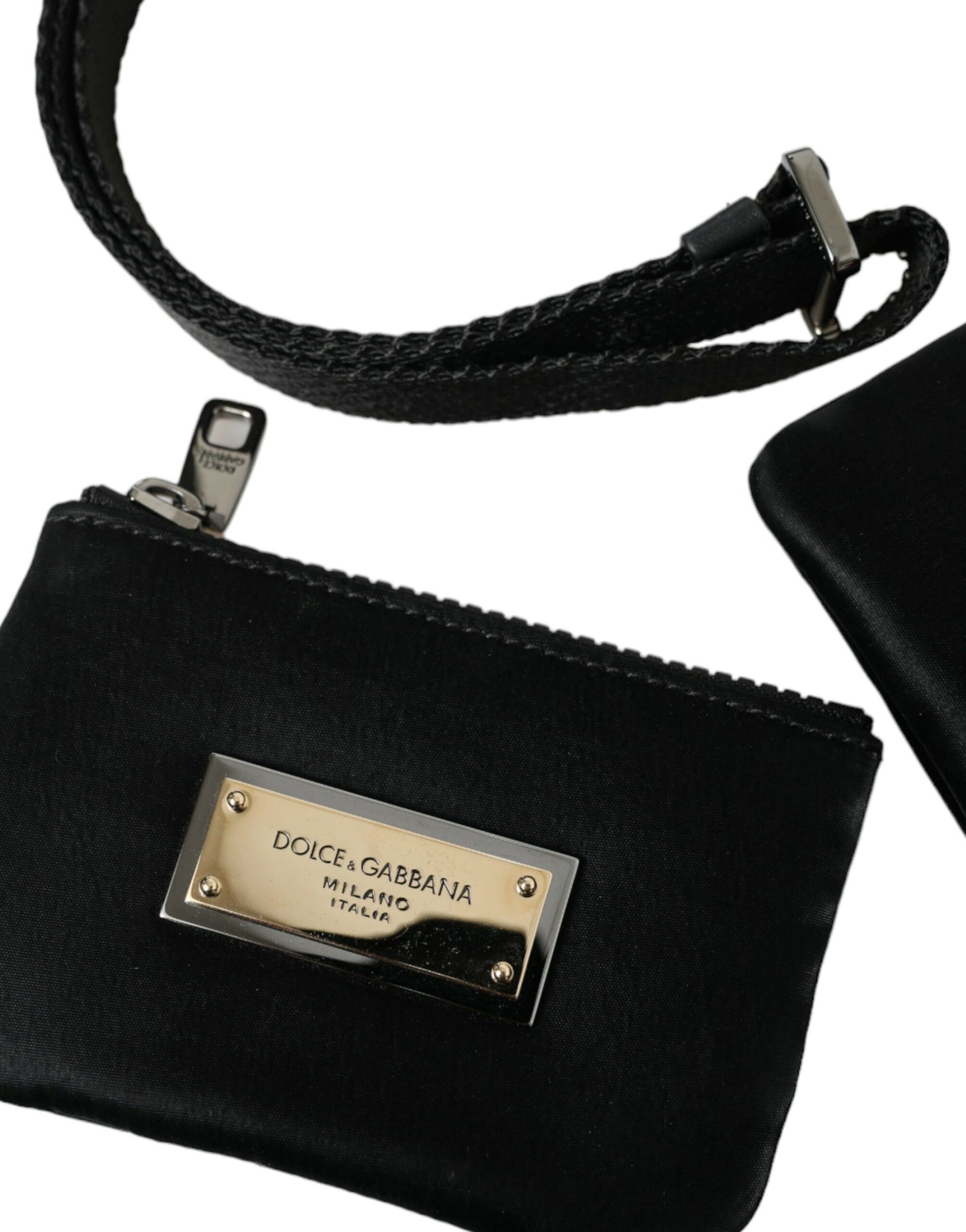 Τσάντα Dolce & Gabbana μαύρη από νάιλον με λογότυπο και θήκη κλειδιών clutch