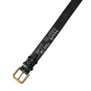 Dolce & Gabbana Black Textured Leather Gold Tone Metal Buckle Armband