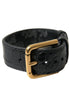 Dolce & Gabbana Black Textured Leather Gold Tone Metal Buckle Armband