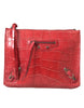 Balenciaga Red Exotic Skin Leather Classic Pouch Purse Wristlet Bag