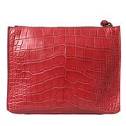 Balenciaga Red Exotic Skin Leather Classic Pouch Purse Wristlet Bag