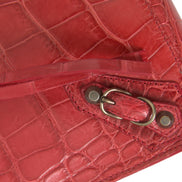 Balenciaga Red Exotic Skin Leather Classic Pouch Purse Wristlet Bag