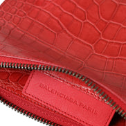 Balenciaga Red Exotic Skin Leather Classic Pouch Purse Wristlet Bag