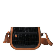 Balenciaga Black Brown Exotic Skin Leather Shoulder Camera Purse Bag