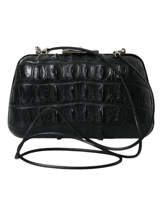 Τσάντα Clutch Balenciaga Μαύρο Εξωτικό Δέρμα Ώμου Χιαστί σε Σχήμα Κουτιού