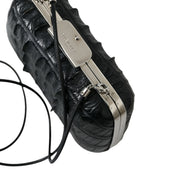 Balenciaga Black Exotic Skin Leather Shoulder Crossbody Box Clutch Bag