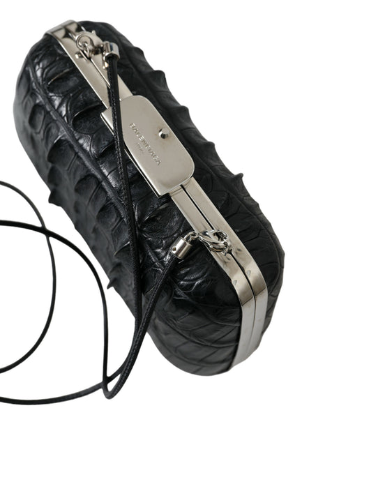Τσάντα Clutch Balenciaga Μαύρο Εξωτικό Δέρμα Ώμου Χιαστί σε Σχήμα Κουτιού
