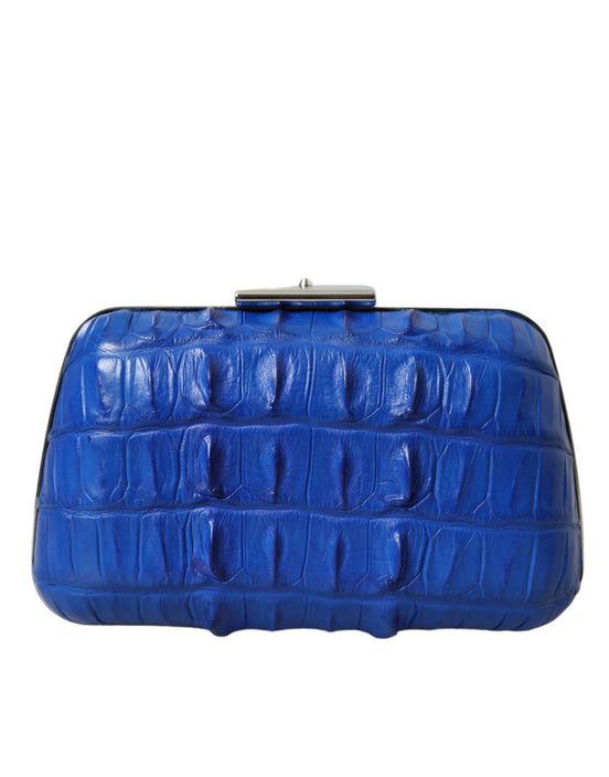 Τσάντα Clutch Balenciaga Μπλε Εξωτικό Δέρμα Ώμου Χιαστί σε Σχήμα Κουτιού