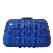 Balenciaga Blue Exotic Skin Leather Shoulder Crossbody Box Clutch Bag