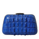 Balenciaga Blue Exotic Skin Leather Shoulder Crossbody Box Clutch Bag