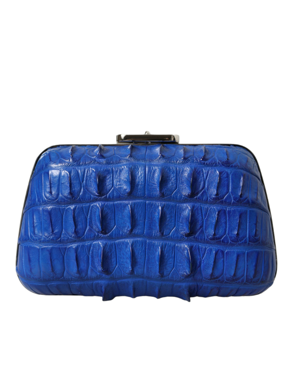 Balenciaga Blue Exotic Skin Leather Shoulder Crossbody Box Clutch Bag