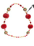 Dolce & Gabbana Gold Brass Red Fur Crystal Carretto Chain Necklace