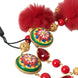 Dolce & Gabbana Gold Brass Red Fur Crystal Carretto Chain Necklace