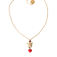 Dolce & Gabbana Gold Brass Chain Dog Heart Pendant Charm Necklace