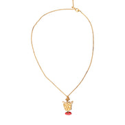 Dolce & Gabbana Gold Brass Chain Dog Heart Pendant Charm Necklace