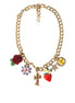 Dolce & Gabbana Gold Chain Rose Cross Strawberry Star Pendant Necklace