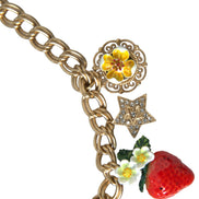 Dolce & Gabbana Gold Chain Rose Cross Strawberry Star Pendant Necklace