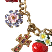 Dolce & Gabbana Gold Chain Rose Cross Strawberry Star Pendant Necklace