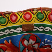 Dolce & Gabbana Multicolor AGNESE Straw Crystal  Pom Pom Bag