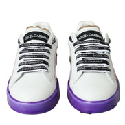 Dolce & Gabbana White Leather Portofino Low Top Sneakers Shoes