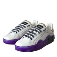 Dolce & Gabbana White Leather Portofino Low Top Sneakers Shoes
